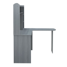 Load image into Gallery viewer, L Shape Computer Desk With Hutch - Gray
