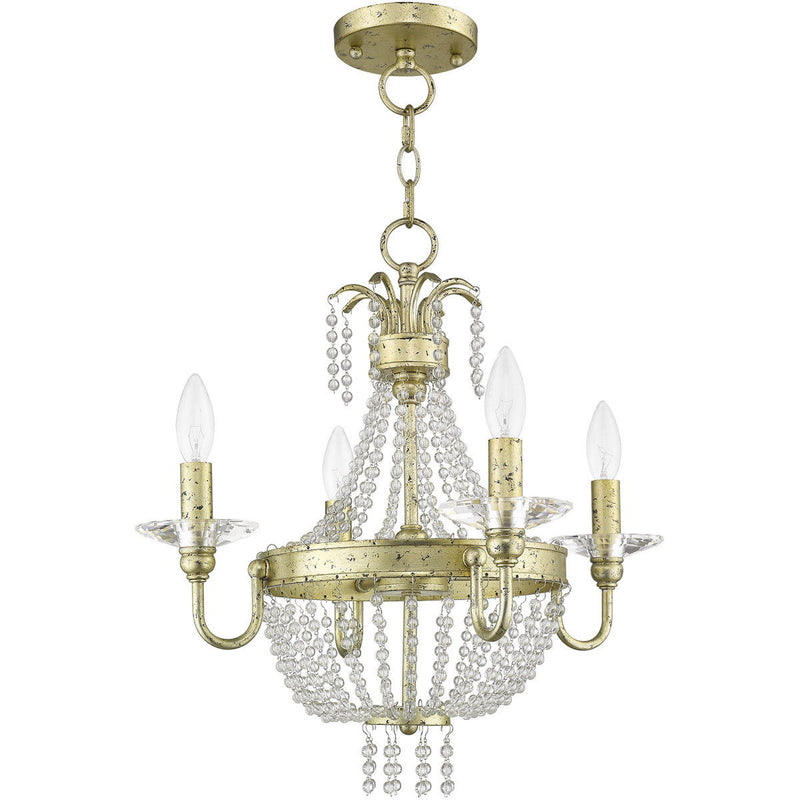 20" Four Light Dimmable Chandelier With Shades - Gold