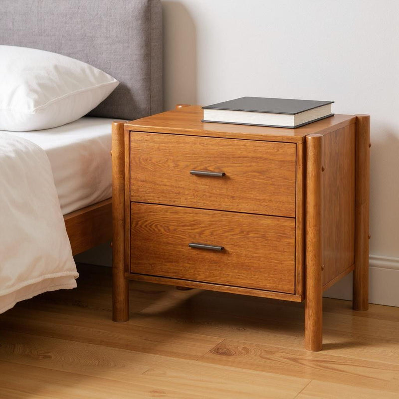 Solid Wood Two Drawer Nightstand (668519) - Walnut