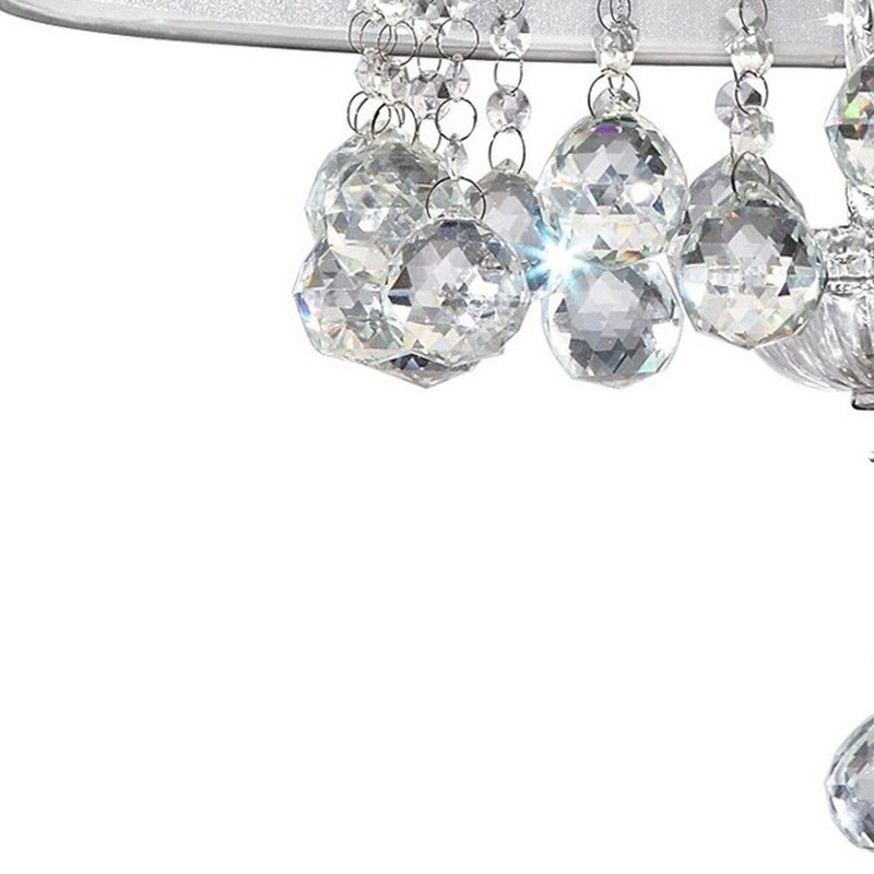 Chic Ceiling Lamp With Crystal Accents And Shade - Silver