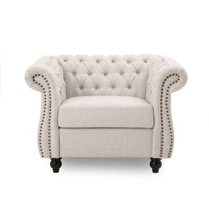 Nexuson - Upholstered Chesterfield Chair With Deep Tufted And Nailhead Trim