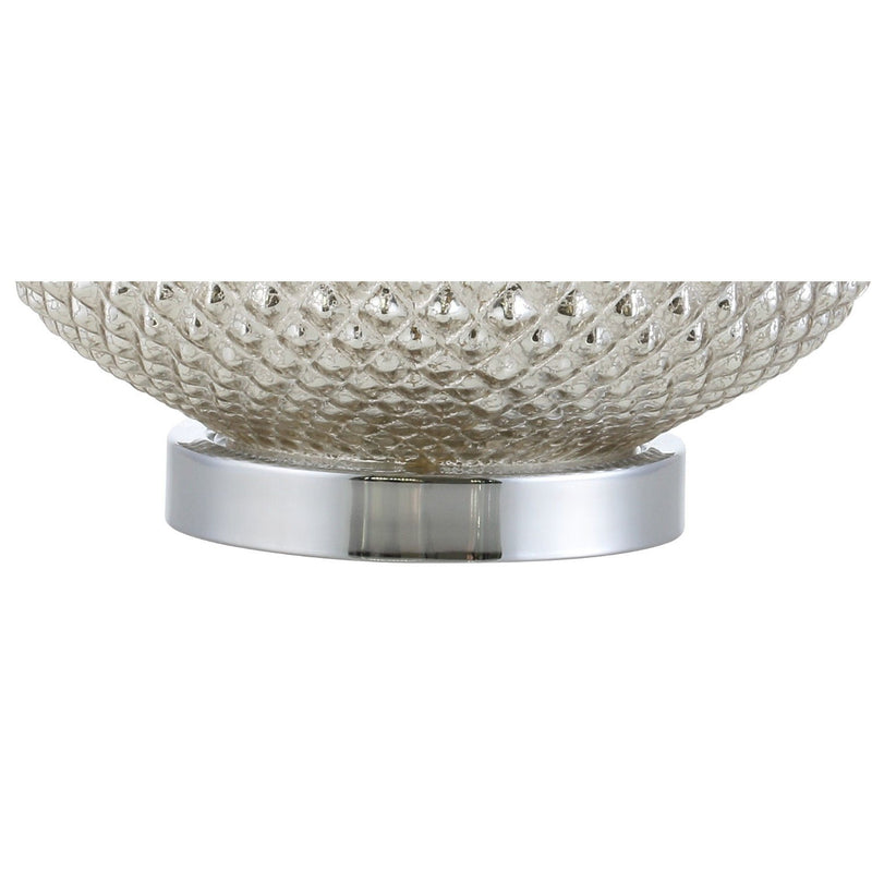 Round Table Lamp With Drum Shade - Silver