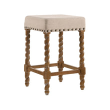 Load image into Gallery viewer, Faux Leather And Solid Wood Backless Counter Height Bar Chair - Cream And Natural
