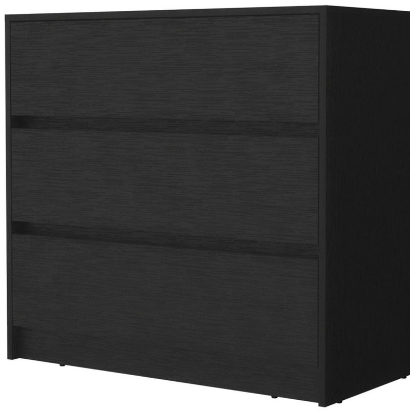 Manufactured Wood Three Drawer No Handles Dresser - Black