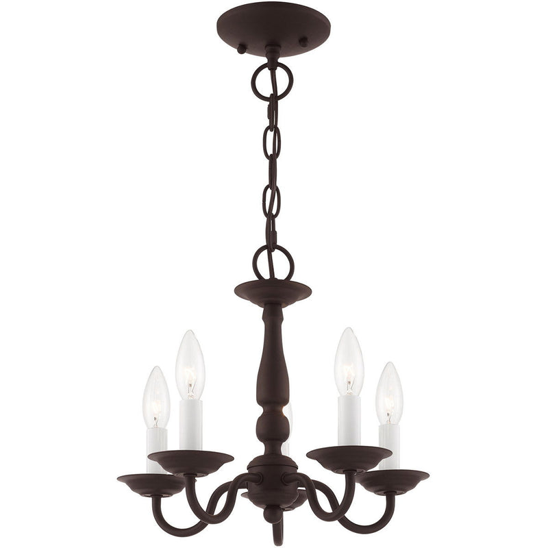 11" Five Light Dimmable Chandelier With Shades - Bronze