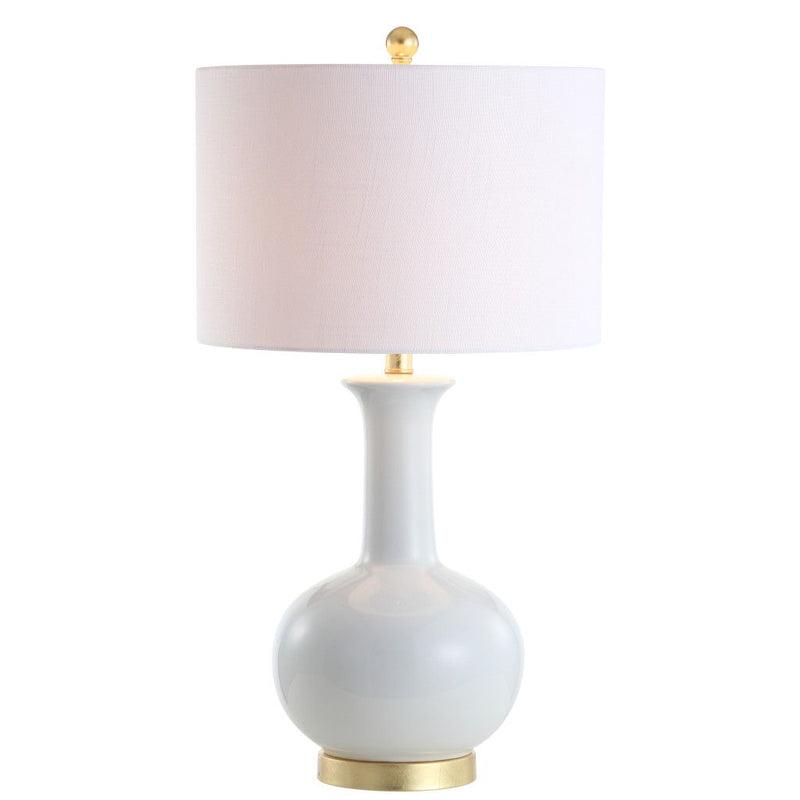27" Novelty Table Lamp With Drum Shade - White