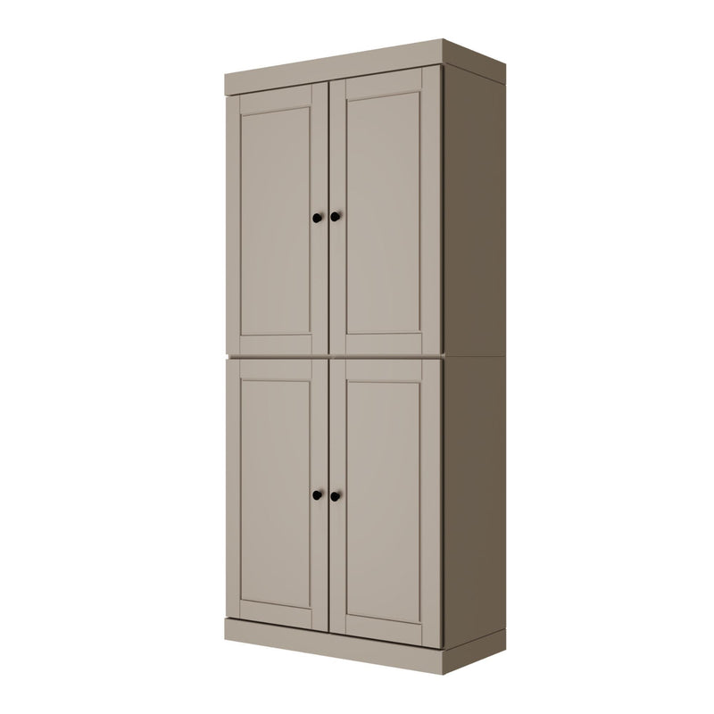 Adjustable Six Tier Library Bookcase With Four Doors (746697) - Beige
