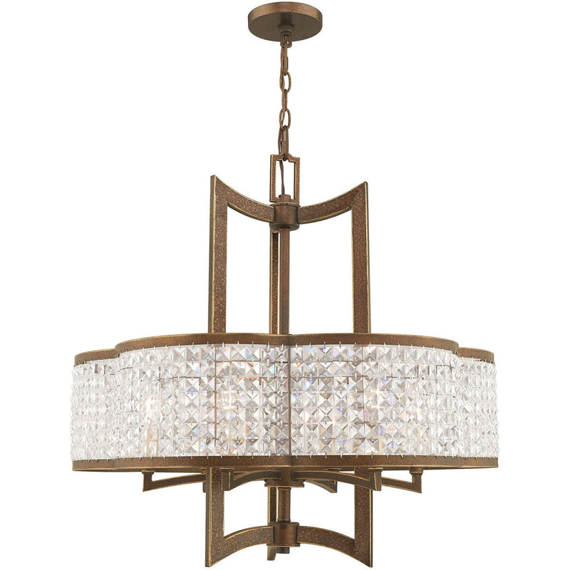 26'' Six Light Dimmable Chandelier With Shades - Bronze