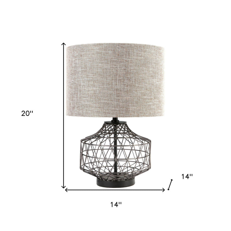 Lamp Base LED With Brown Shade - Black