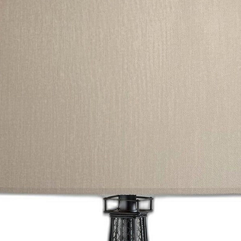 Acrylic Paris Desk Table Lamp With White Drum Shade - Black