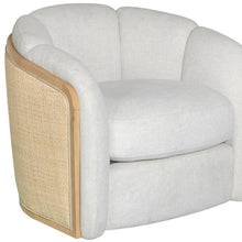 Load image into Gallery viewer, 34" Fabric Wood And Rat Swivel Arm Chair - Off White / Natural

