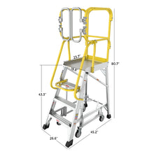 Load image into Gallery viewer, Heavy Duty Aluminum Rolling Platform Ladder With Steps, 375Lbs Capacity
