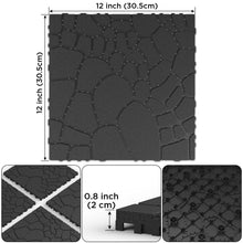 Load image into Gallery viewer, Stone Texture Patio Deck Tiles, Diy Interlocking Floor Tiles (Set of 44) - Dark Gray
