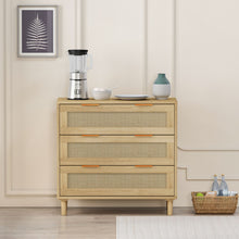 Load image into Gallery viewer, 3 Drawer Storage Cabinet With Rattan Drawers For Bedroom, Living Room - Oak
