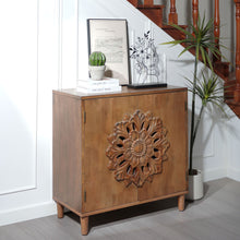Load image into Gallery viewer, 2 Door Accent Storage Cabinet With Floral Design, Sideboard For Living Room - Dark Brown
