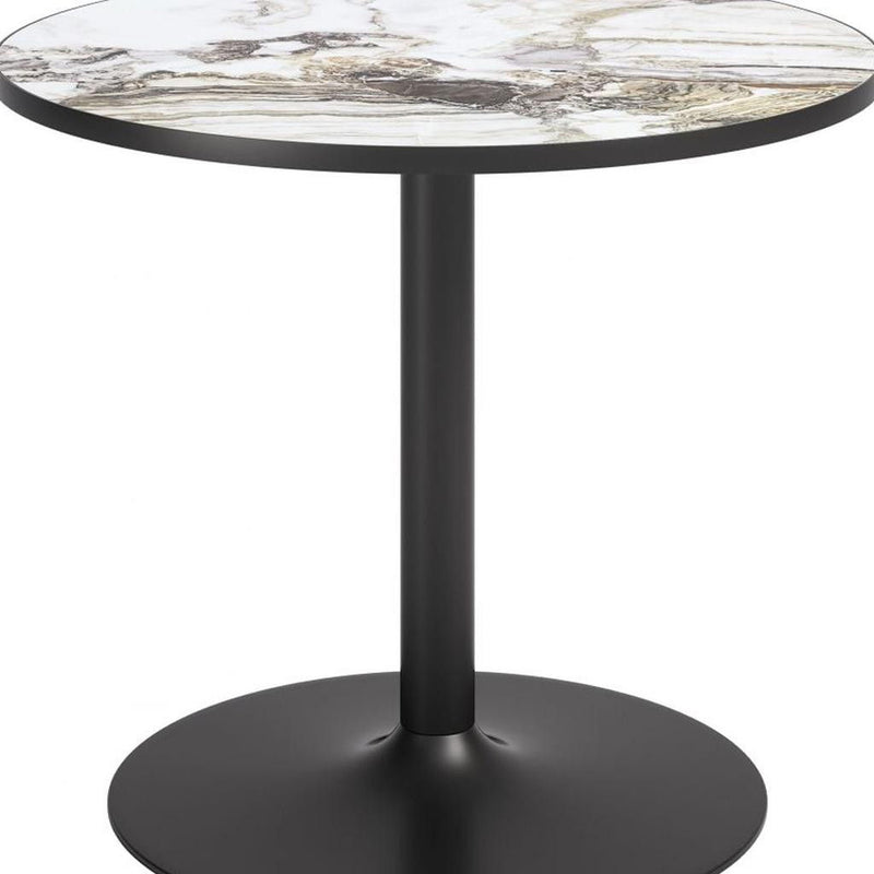 Glass Steel Pedestal Base Round Top Dining Table - Gray