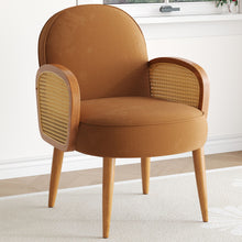 Load image into Gallery viewer, Accent Chair With Rattan Armrests And Wooden Legs Velvet For Living Room
