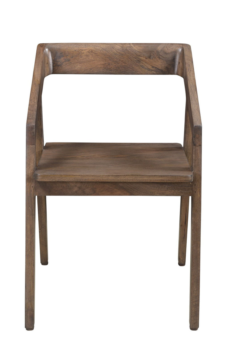 Solid Wood Open Back Dining Arm Chair - Dark Brown
