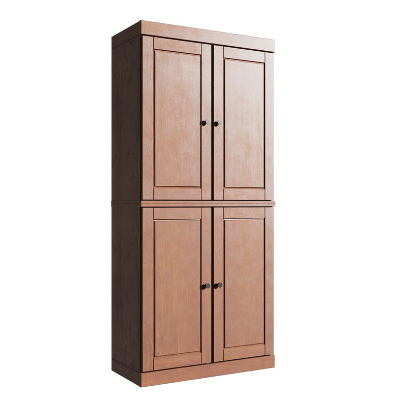 Adjustable Six Tier Library Bookcase With Four Doors (746689) - Coffee