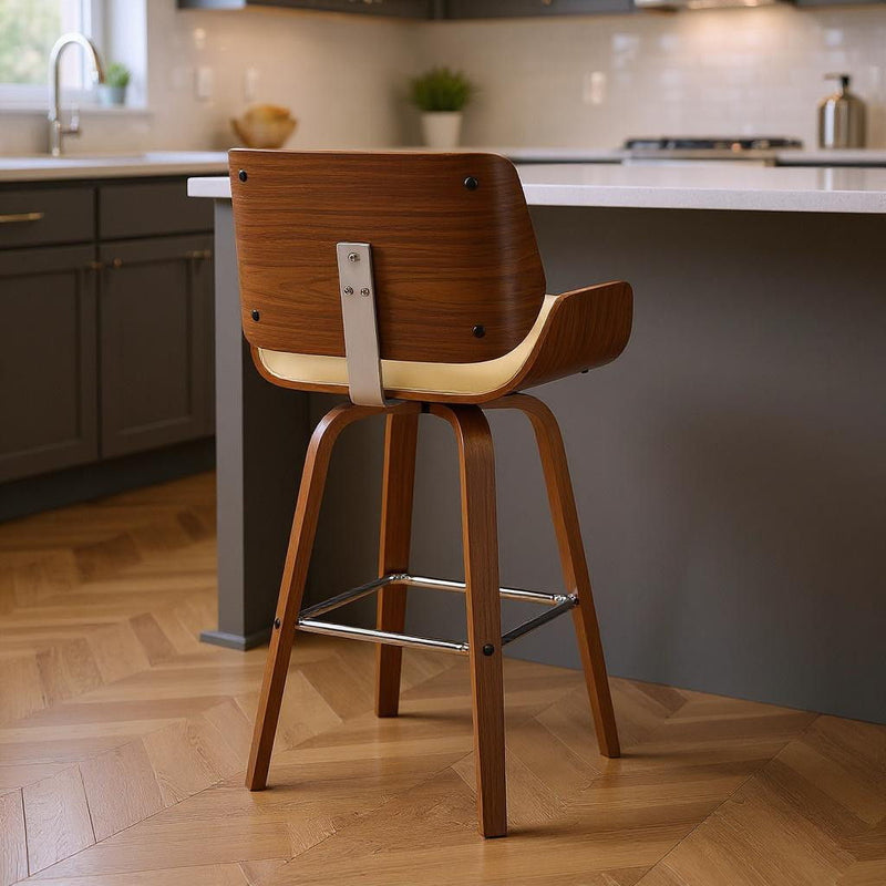Swivel, Counter Height Bar Chair - Cream / Brown