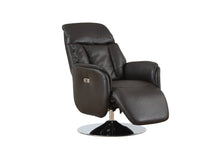 Load image into Gallery viewer, Tufted Genuine Leather Power Swivel Recliner (730573) - Brown
