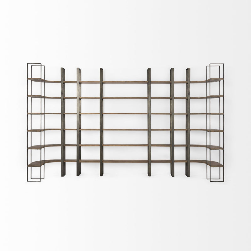 and Six Tier Bookcase - Brown / Nickel