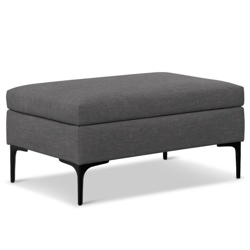 Mid-Century Upholstery Storage Ottoman - Black / Slate Gray
