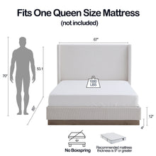 Load image into Gallery viewer, Hosford - Minimalist Upholstered Wingback Bed With Wood Base Platform
