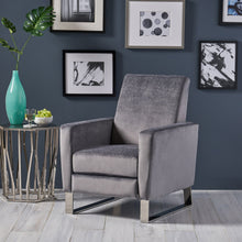 Load image into Gallery viewer, Bolt - Upholstered Recliner Chair With Stainless Steel Base - Gray / Chrome
