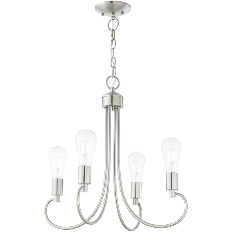 20" Four-Light Dimmable Chandelier With Shades - Nickel