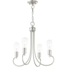 Load image into Gallery viewer, 20" Four-Light Dimmable Chandelier With Shades - Nickel
