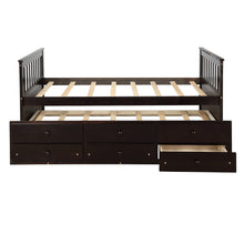 Load image into Gallery viewer, TOPMAX Captain&#39;s Bed Twin Daybed with Trundle Bed and Storage Drawers, Espresso
