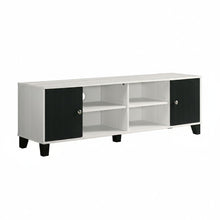 Load image into Gallery viewer, 2 Tone TV Stand With Open Shelving And Concealed Storage Living Room Furniture - Black / White
