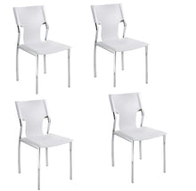 Load image into Gallery viewer, Leather Dining Side Chairs (Set of 4) - White / Silver
