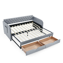 Load image into Gallery viewer, Daybed With Trundle And Storage Drawers, Flat Arms With Pocket
