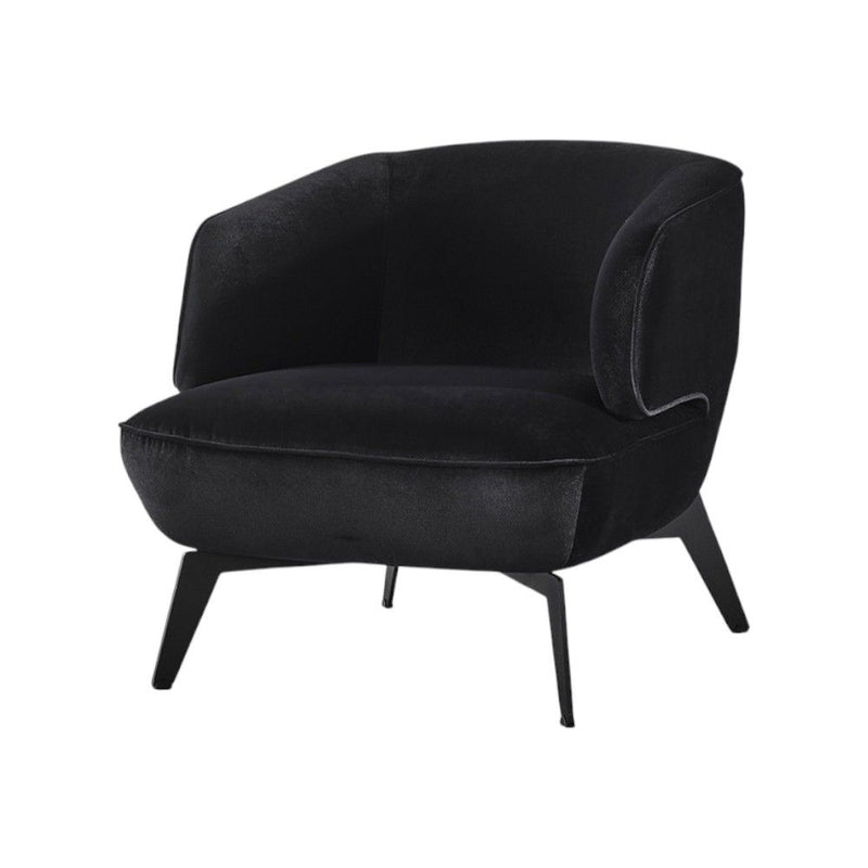 Velvet Steel Lounge Chair - Black / Steel