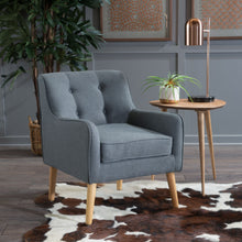 Load image into Gallery viewer, Modern Arm Chair With Tufted Back And Wooden Legs
