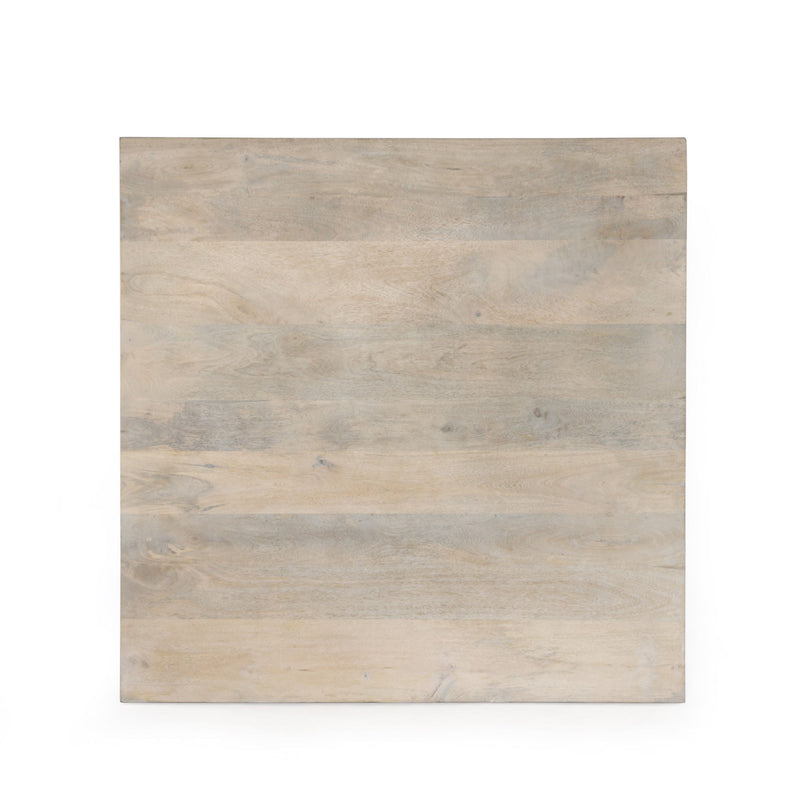 Solid Wood Square End Table - Brushed Ivory