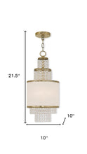 Load image into Gallery viewer, Two Light Metal Dimmable Chandelier With Shades - Gold / Clear / Off White
