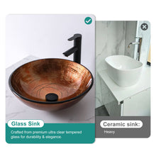 Load image into Gallery viewer, Vessel Bathroom Sink With Pop Up Drain, Round Bowl For Vanity Smooth - Brown
