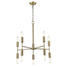 Load image into Gallery viewer, Candle Style Ten Light Metal Dimmable Chandelier - Brass
