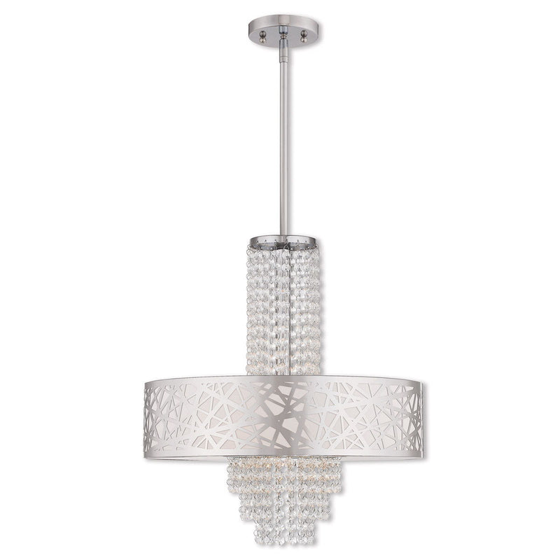 22" Four Light Dimmable Chandelier With Shades - Silver