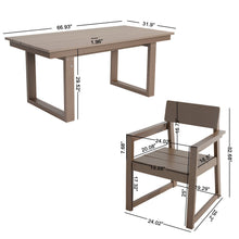 Load image into Gallery viewer, 5 Piece Outdoor Dining Set For 4, Weather Resistant Patio Table With Umbrella Hole And 4 Armrest Chairs Garden Furniture For Backyard - Wood
