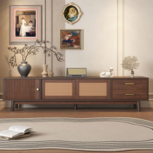 Load image into Gallery viewer, TV Stand For 80" TVs With Sliding Doors And Drawers, Accent Storage Unit - Dark Brown
