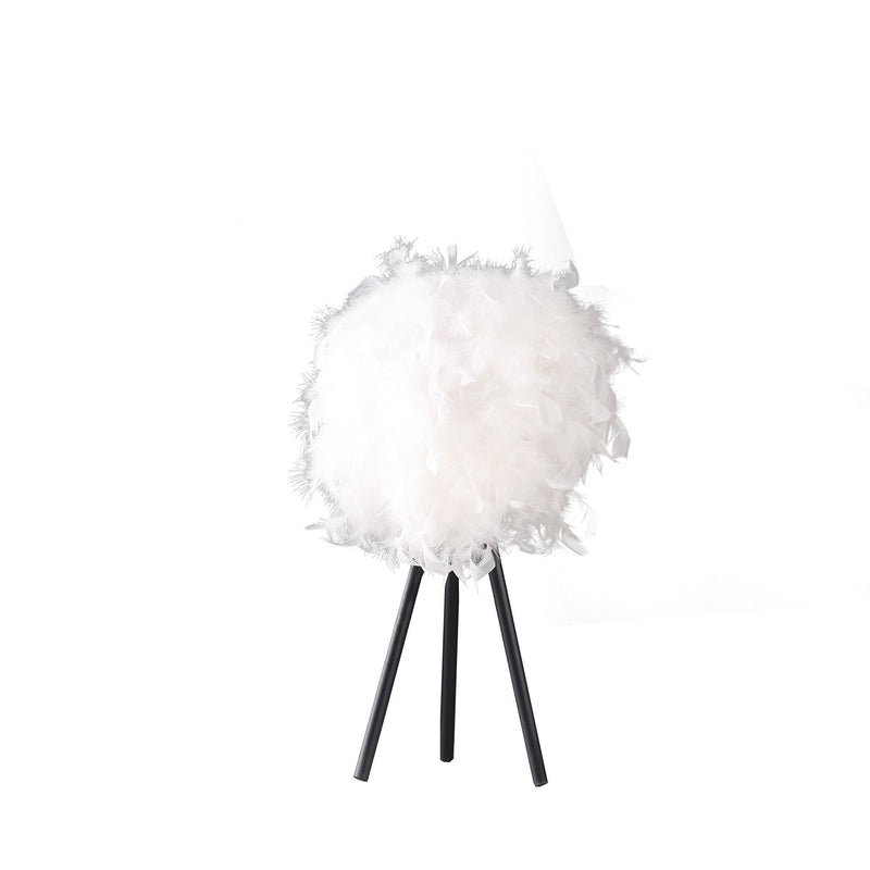 Faux Feather Tripod Table Lamp - Black And White