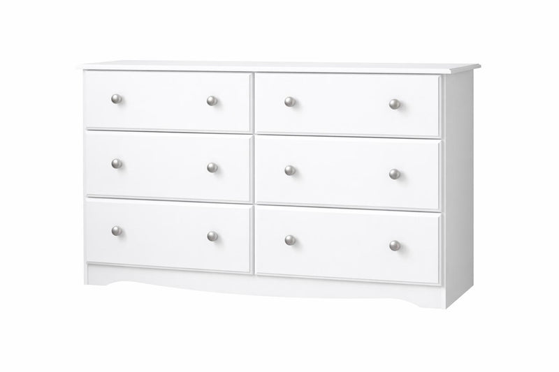 Solid Wood Six Drawer Dresser (760740) - White