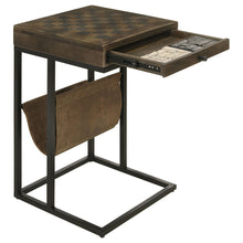 Load image into Gallery viewer, Checkmate - 1 Drawer Side Table With Carved Chess Board - Brown
