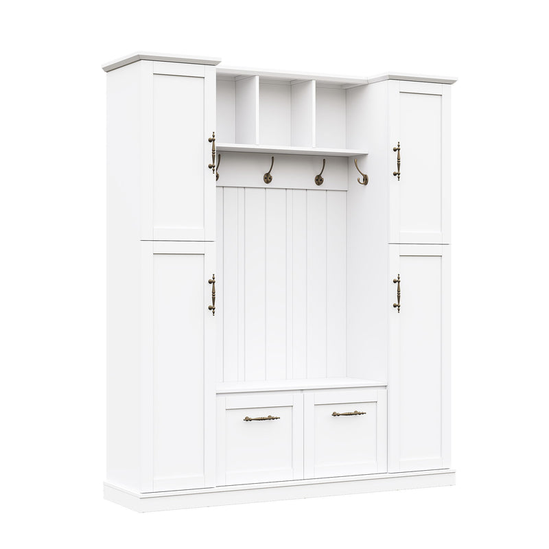 Hall Tree With 4 Side Cabinets