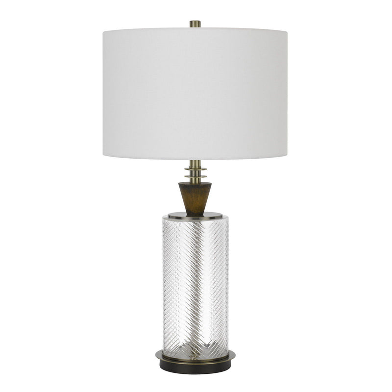 30" Metal Table Lamp With Empire Shade - Clear White