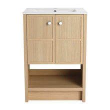 Load image into Gallery viewer, Modern Freestanding Bathroom Vanity With Ceramic Sink And Soft Closing Doors
